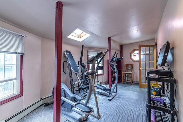 52 Central, Gardner, MA 01440 - exercise room featuring a skylight, healthy amount of natural light, and baseboards