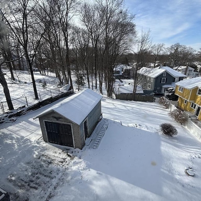 view of yard covered in snow