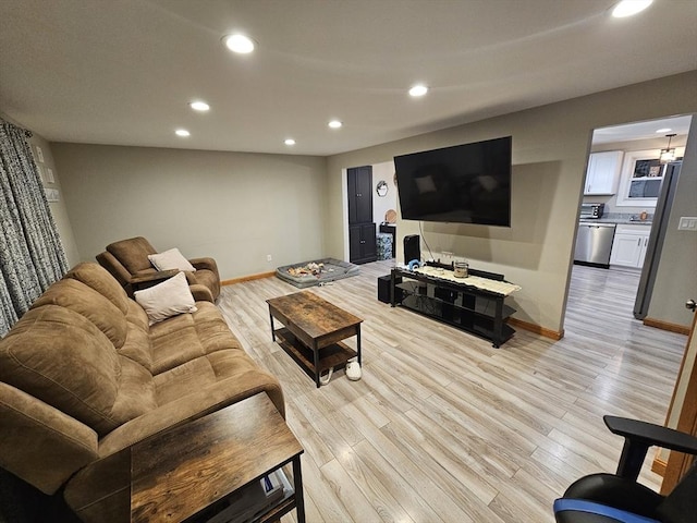 living room with light wood-type flooring