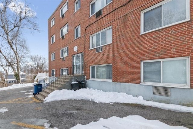 view of snow covered property