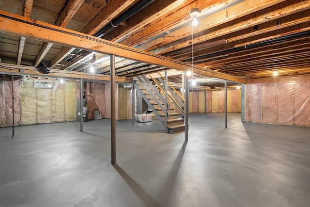 basement featuring water heater