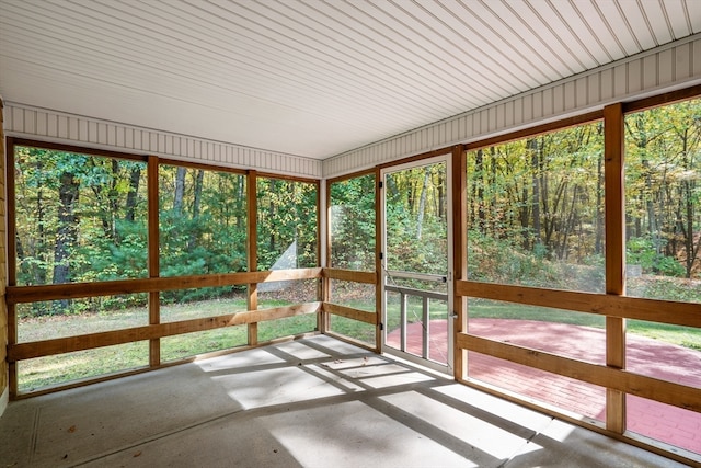 view of unfurnished sunroom