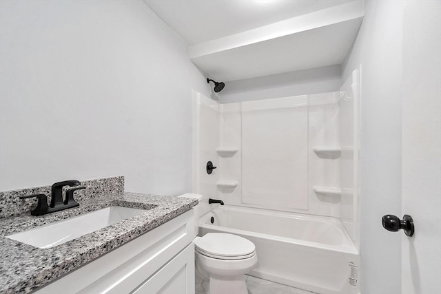 full bathroom featuring tile patterned floors, vanity, toilet, and tub / shower combination