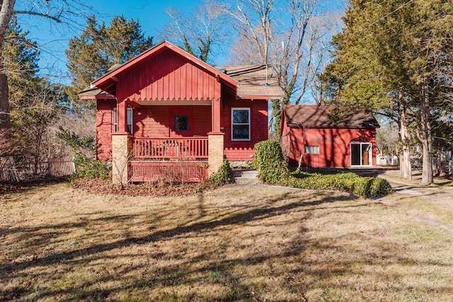 view of outbuilding with a lawn