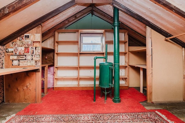 storage area with water heater