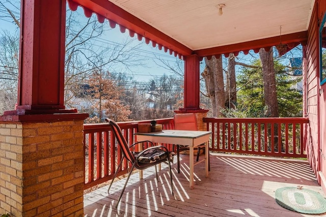 deck featuring covered porch