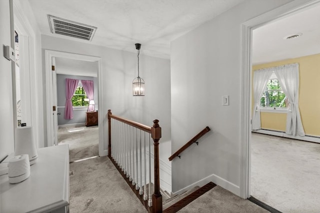 23 Fletcher St, Foxboro, MA 02035 - stairway featuring carpet flooring, baseboards, and baseboard heating