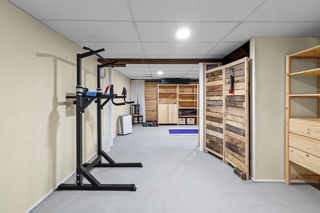 23 Fletcher St, Foxboro, MA 02035 - workout room featuring a paneled ceiling and recessed lighting