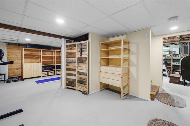 23 Fletcher St, Foxboro, MA 02035 - finished below grade area featuring a paneled ceiling and recessed lighting