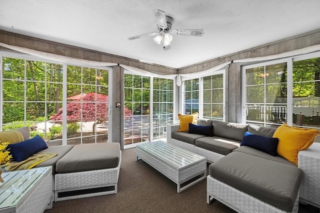 23 Fletcher St, Foxboro, MA 02035 - sunroom / solarium with ceiling fan and an outdoor living space
