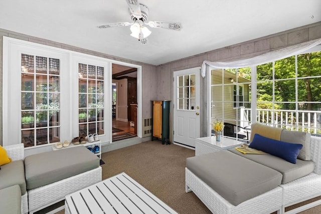 23 Fletcher St, Foxboro, MA 02035 - carpeted living room featuring ceiling fan