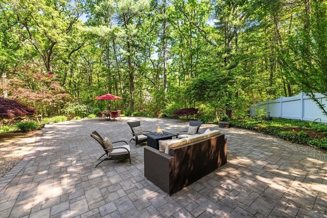 23 Fletcher St, Foxboro, MA 02035 - view of patio / terrace featuring a fire pit and outdoor dining space