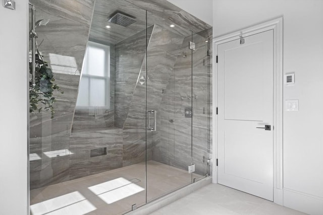 17 Alveston St, Boston, MA 02130 - full bathroom with a stall shower and marble finish floors