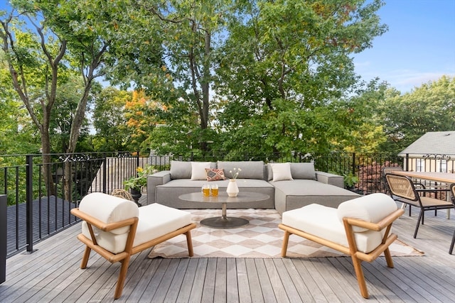 deck featuring an outdoor living space