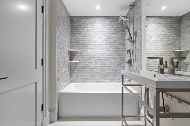 17 Alveston St, Boston, MA 02130 - full bath with shower / bath combination and tile patterned flooring