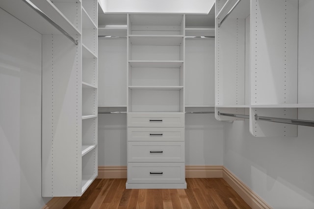 spacious closet with hardwood / wood-style floors