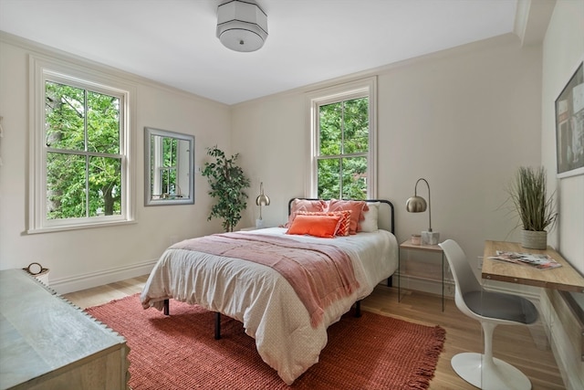 bedroom with light hardwood / wood-style flooring