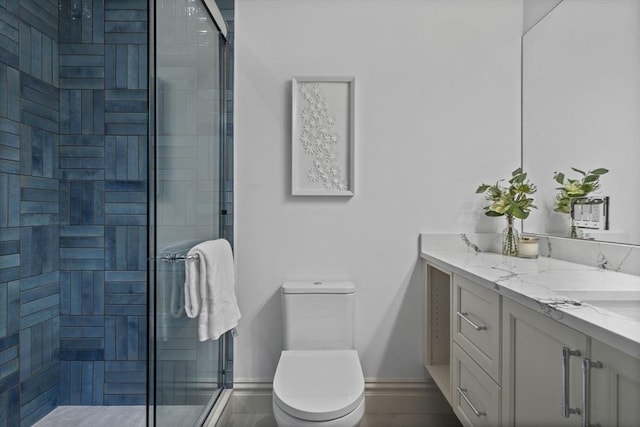17 Alveston St, Boston, MA 02130 - full bath with vanity, toilet, a shower stall, and baseboards