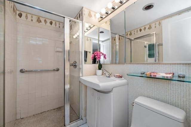 2 Hawthorne Pl Unit 2E & 2F, Boston, MA 02114 - bathroom with a stall shower, vanity, and toilet