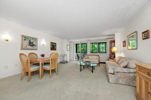 2 Hawthorne Pl Unit 2E & 2F, Boston, MA 02114 - dining room featuring light colored carpet, crown molding, and a textured ceiling
