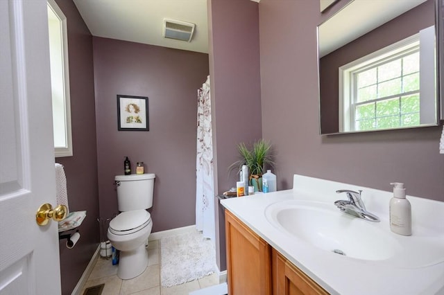 89 Block St, Abington, MA 02351 - bathroom with toilet, vanity, baseboards, tile patterned floors, and a shower with curtain