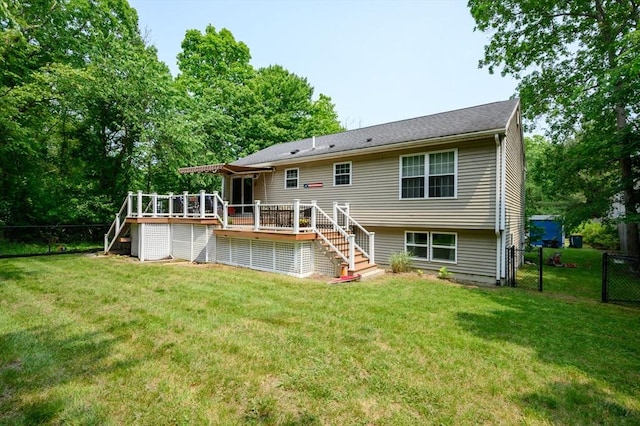 89 Block St, Abington, MA 02351 - back of property featuring stairway, a wooden deck, and a gate