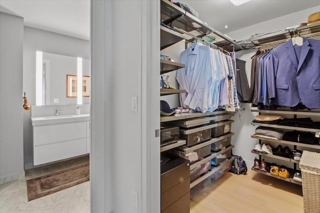 walk in closet with a sink