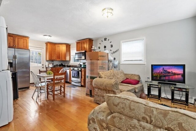 living area with light wood-style flooring