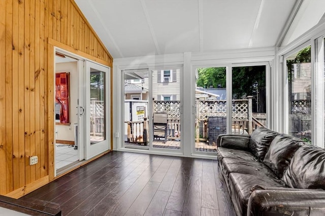 66 Guinan St, Waltham, MA 02451 - sunroom with plenty of natural light, hardwood / wood-style floors, and wooden walls