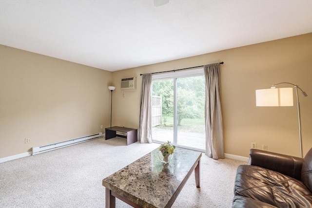 170 E Hadley Rd Unit 60, Amherst, MA 01002 - carpeted living area with a baseboard radiator and a wall unit AC