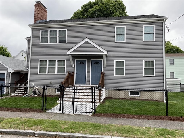 309 Farrington St, Quincy, MA 02170 - view of property featuring a gate and a chimney