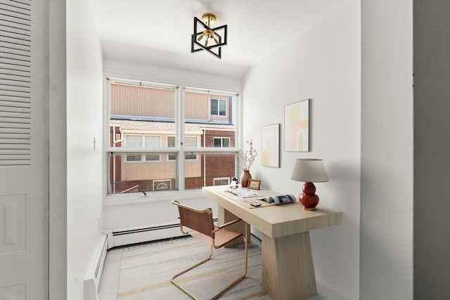 office with baseboards and baseboard heating