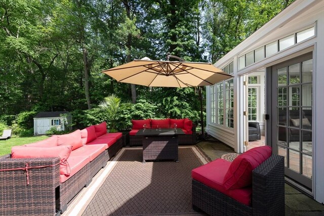 338 Highland St, Weston, MA 02493 - view of patio with an outdoor living space