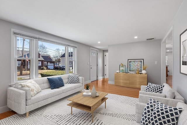 living room featuring light hardwood / wood-style flooring