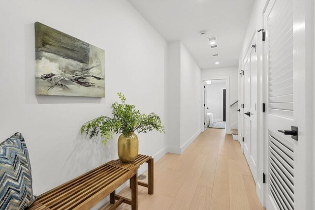 145 Warren St Unit 5, Newton, MA 02459 - hallway with light wood-type flooring and recessed lighting