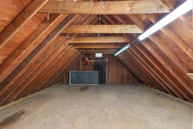 view of unfinished attic