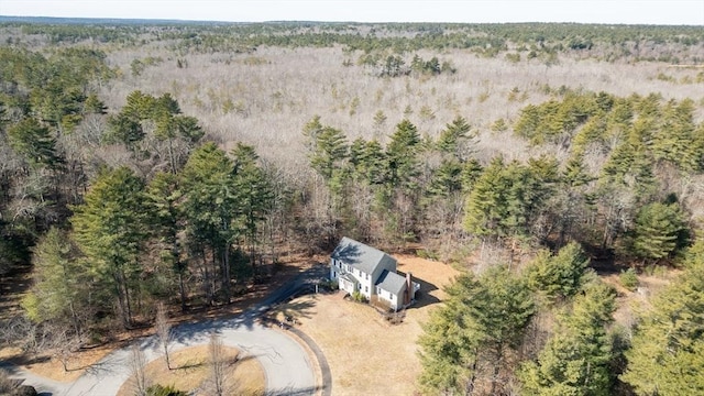 drone / aerial view with a forest view