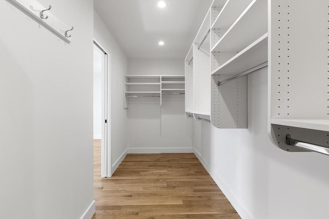 walk in closet featuring wood finished floors