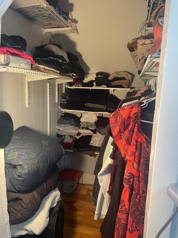 walk in closet featuring wood finished floors
