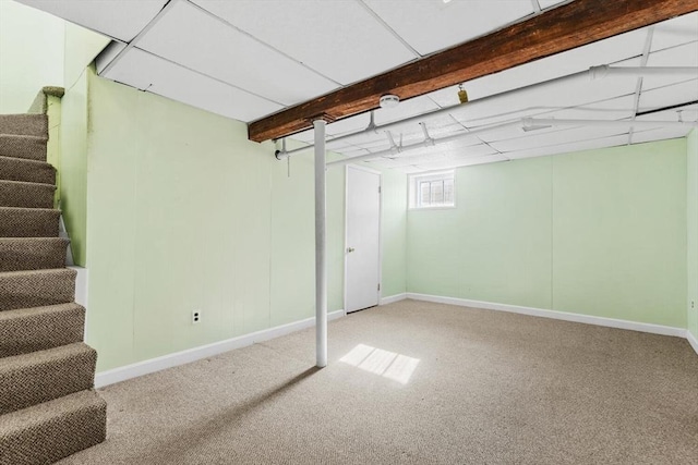 basement featuring carpet floors