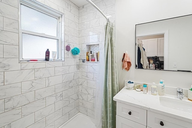 22 Tampa St, Worcester, MA 01604 - bathroom featuring vanity and a tile shower