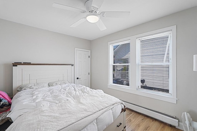 22 Tampa St, Worcester, MA 01604 - bedroom featuring baseboard heating, wood finished floors, and ceiling fan