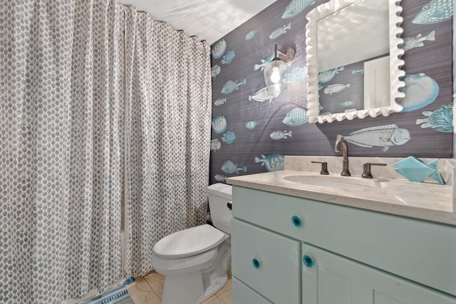 9 Bond St, Boston, MA 02118 - full bathroom with tile patterned floors, vanity, and a shower with shower curtain