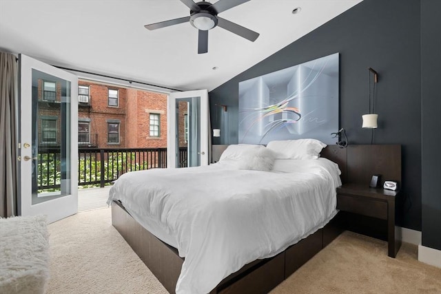 9 Bond St, Boston, MA 02118 - bedroom with access to exterior, carpet, vaulted ceiling, and ceiling fan