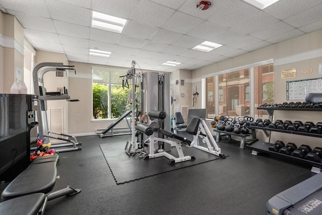 10 Rogers Unit 1119, Cambridge, MA 02142 - workout area with a paneled ceiling and baseboards