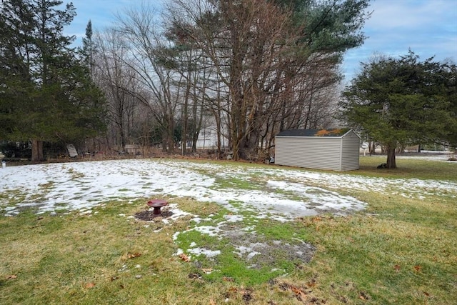 view of yard covered in snow