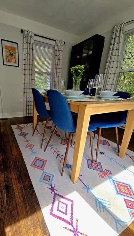 dining room with baseboards and wood finished floors