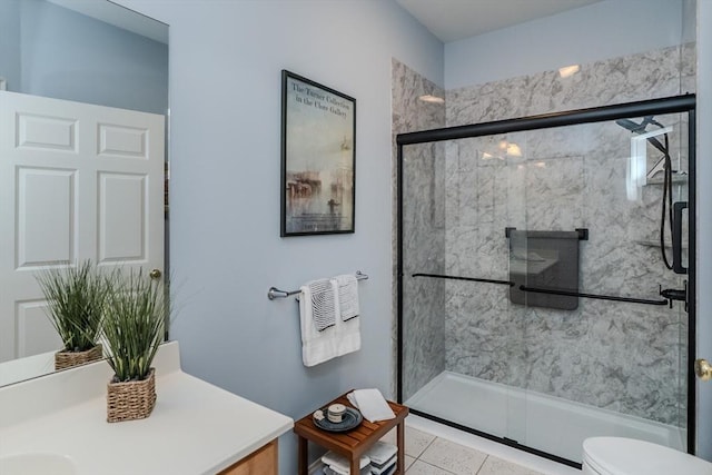 124 High Pine Cir Unit 124, Wilbraham, MA 01095 - full bath with a marble finish shower, vanity, and tile patterned flooring