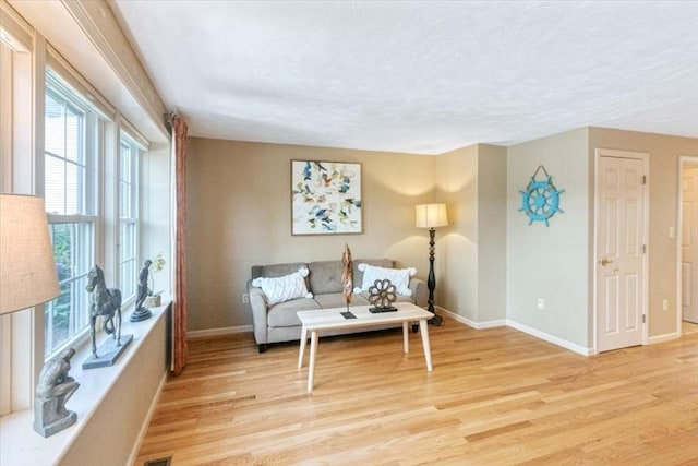 35 Merrymount Rd Unit 12, Quincy, MA 02169 - living area with light wood-style floors, baseboards, and a textured ceiling