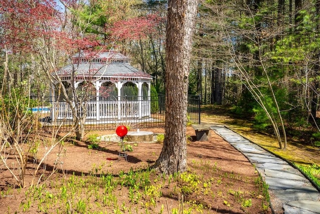 view of yard with a gazebo